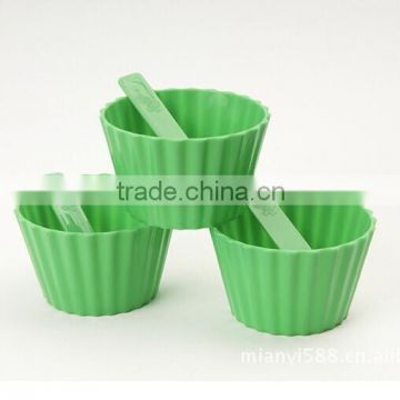 Colorful ice cream serving bowl set with embossed logo