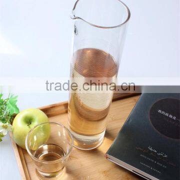 1L engraved pattern tableware unique desigh high borosilicate wholesale clear decorative glass water pitcher