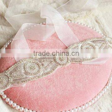 36*6.2cm Fancy Rhinestone Trim Applique Wedding Dress Belt photo-3