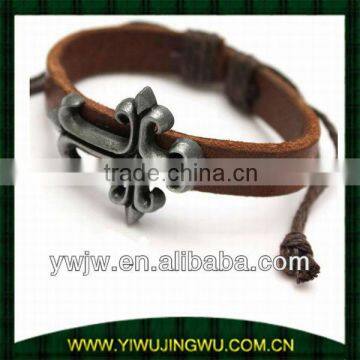 Natural Leather Gothic Cross Symbol Bracelet(JW-G2608)