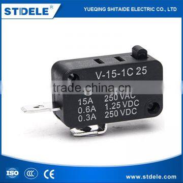 15A/250VAC CCC,CE approved 3 pins mini switch subminiature micro switch V-15-1C25