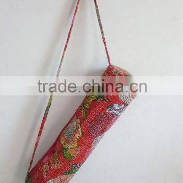 Red Kantha Yoga Bag Hippie Cross Body Bag Vintage Yoga Mat Bag Indian Ethnic Traditional Yoga Bag Embroidery Bag