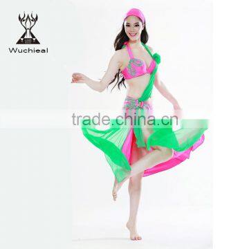 Wuchieal wholesale 2015 Elegant Spandex Long Arabian Ballroom Performance Costume Dress for Women