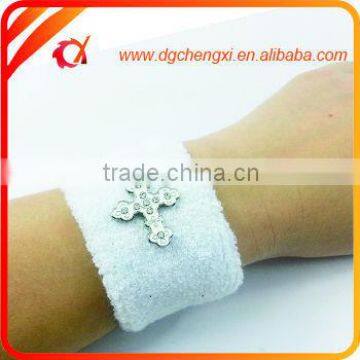 Terry Cotton Sport Timer Wristband Sweatband White photo-2