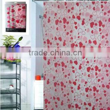 2012 pink heart pattern peva shower curtain