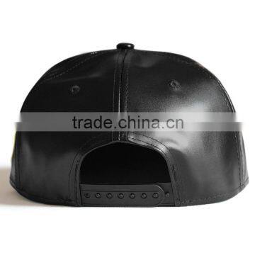 Design Your Own Black Faux Leather Snapback Cap Hat photo-2