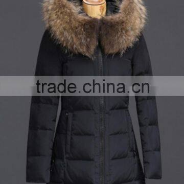 2016 new design female fur collar hoodie down jacket for winter