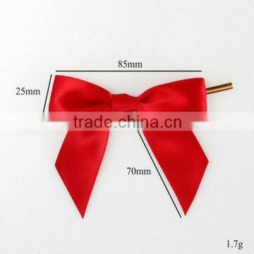 Factory High Quality Wholesale Pink Pre-tied Satin Ribbon Bow with Elastic Loop