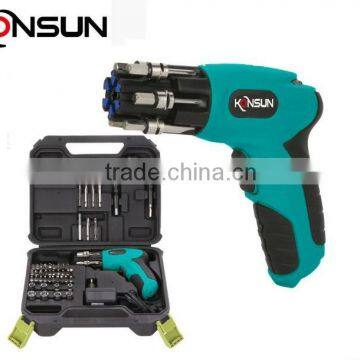 good design cordless screwdriver with 6pcs fixed screw bits(KX71007)