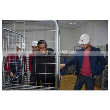 Nestable 4 sides wire mesh roll storage cage