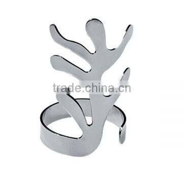 SRA0021 Fashion Mediterranean Red Coral Shaped Blank Engravable Napkin Ring Stainless Steel Napkin Ring