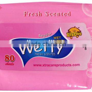 80pcs fresh scented disposable wet tissue for general cleaning