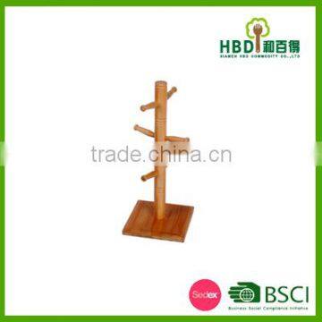 Wooden/ Bamboo Mug Tree Holder With Coasters /bamboo Cup Holder