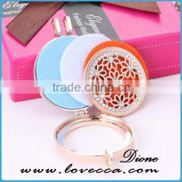 Rose Gold Aroma Jewelry Essential Oil Diffusing Locket Pendant Necklace For Aromatherapy