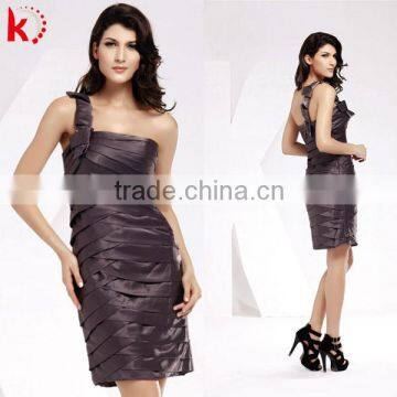 One-shoulder backless ruffle fashion wholesale short dress 5136