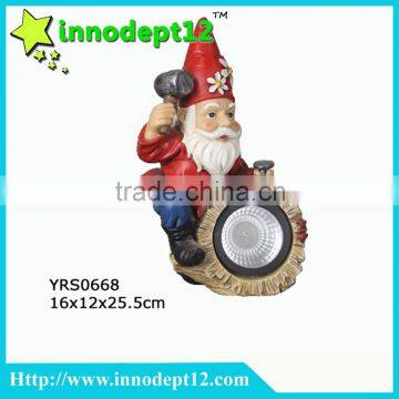 Home & garden decoration resin gnome solar garden light