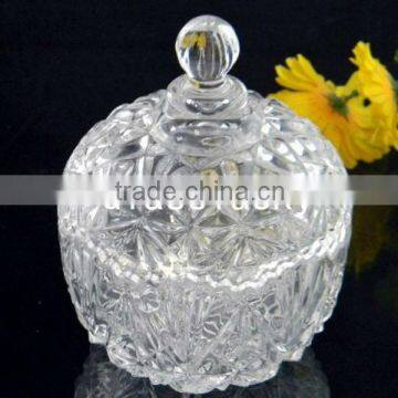 Unique design glass candy bowl with glass lid wholesale