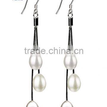 7-8mm drop shape fashion freshwater pearl earring sterling silver pearl earrings