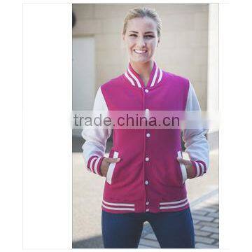 Super Hot pink female varsity jackets new fresh design