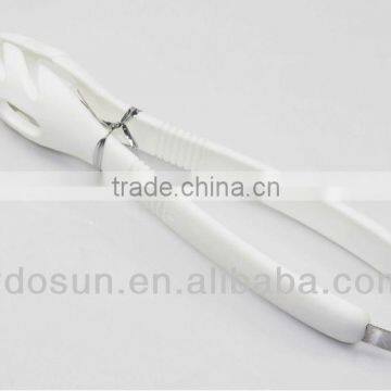 White plastic handle food serving tongs