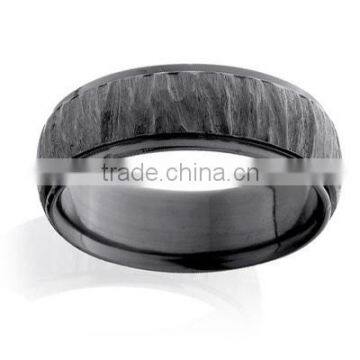 Men's Wedding Band in Black Zirconium Black Titanium Ring With Simulated Stones photo-4
