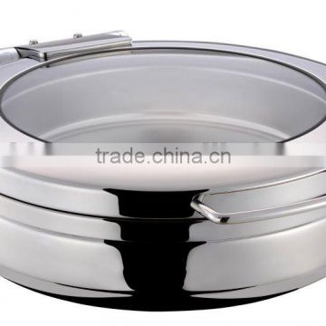 GW-260B-GL 6L Stainless Steel New Round Glass Induction Chafing Dish with Hydraulic Hinge