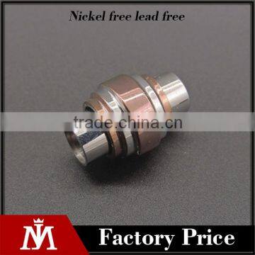 Wholesale rose gold plated charm beads with stainless steel round accessories for bracelet