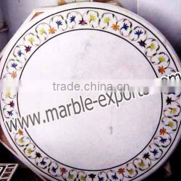 White Pietra Dura RoundTables