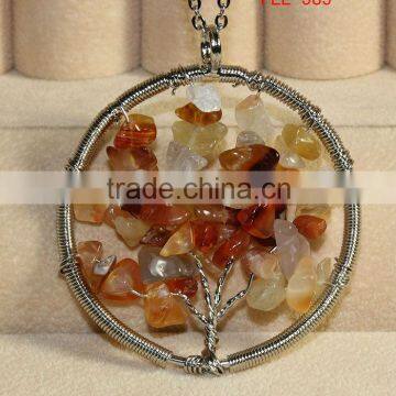 Lucky tree pendants,chip stone beads pendant round shape