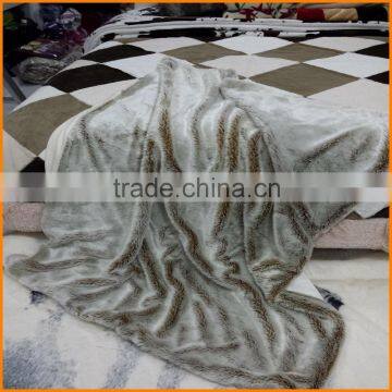 Authentic Fox Faux Fur Two Tone Grey Brown Thick Super Soft Throw Blanket