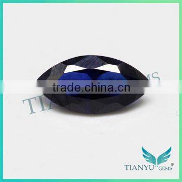 European machine cutting 34# synthetic corundum marquise fake blue sapphire rings