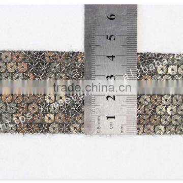 Hot Selling 4.2cm Width Bronze Embroidery Sequin Trim for Garment photo-6