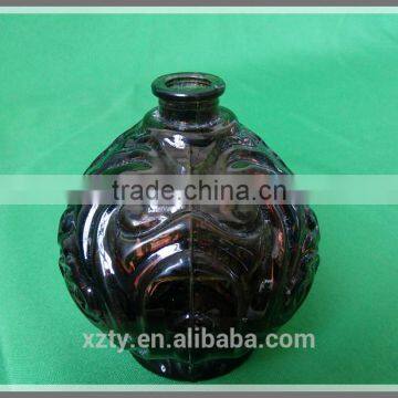 370ml round amber glass perfume bottle with beaituful pattern