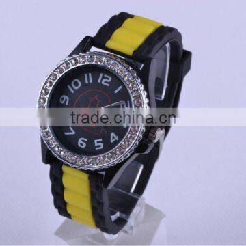 Geneva silicone watch women with diamonds