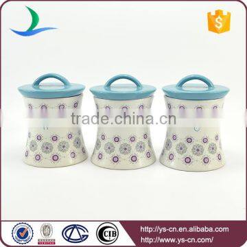 Modern Style Ceramic Storage Containers With Blue Lid