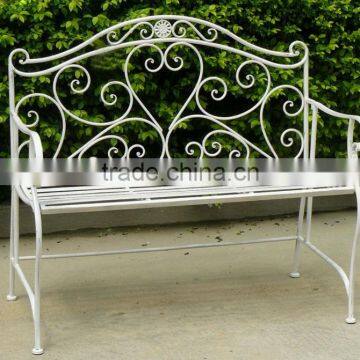 Handmade popular metal antique white park garden bench poland