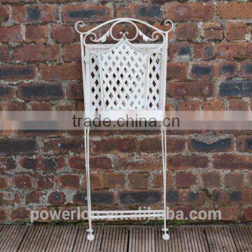 Antique Cream Wrought Iron Durable Folding Patio Chair photo-2
