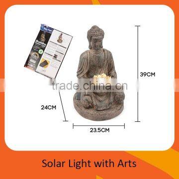 Outdoor Decoration Solar Powered Buddha Shaped Polyresin Garden Light With 1Led Light photo-2