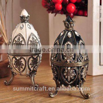 Antique Russian Easter eggs alloy jeweled trinket box