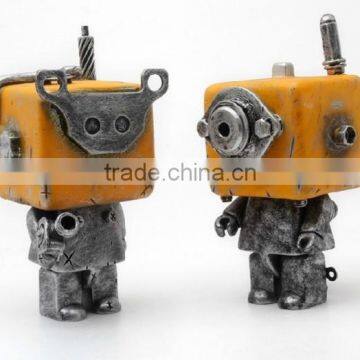 matt silver robot 3D Plastic figure,iron metal color plastic miniature human figure,metal stain plastic figure toys