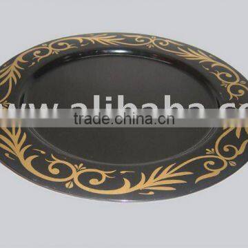 Colored Charger Plates,Charger Plate,Metal Plate,Hand Painted Charger Plates,Wedding Charger Plates,Black Charger Plates