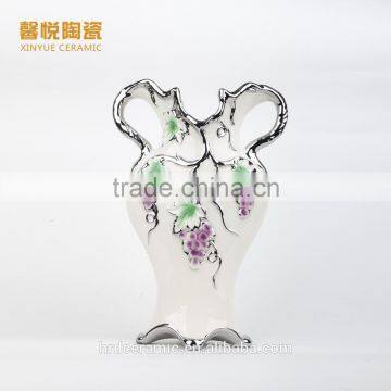 Stock Golden Vase Ceramic Dinner Plate With Grape Design Ceramic Plates Dishes photo-2