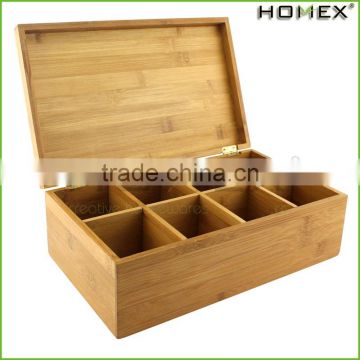 Multi-function Eco-friendly Personalized Solid Total Bamboo Tea Box With Bamboo Lid/Homex_Factory