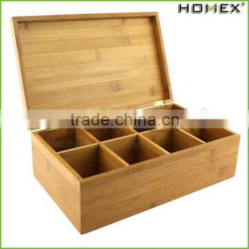 High Quality Eco-friendly Personalized Solid Bamboo Tea Box With Bamboo Lid/Homex_Factory photo-2