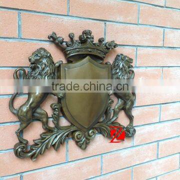 Bronze Metal Doorplate With Lion Statues photo-2