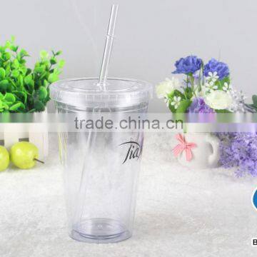 12oz Clear Acrylic Double Wall Tumbler With Straw photo-3