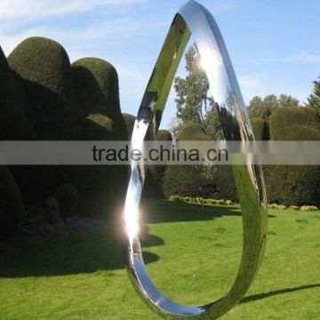 Abstract contemporary modern polished metal craft stainless steel outdoor sculpture