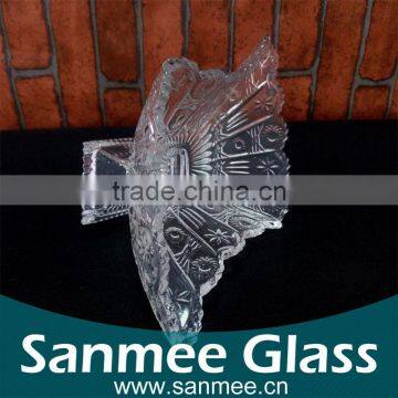 China Manufacture Cheap Clear Leaf Shape Glass Plate photo-2