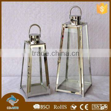 Mini decorative clear glass metal lantern stand