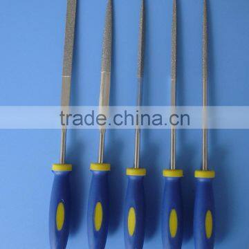 Diamond needle files set with blue rubber handle